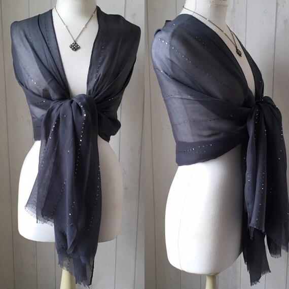 silver sequin shawl wrap