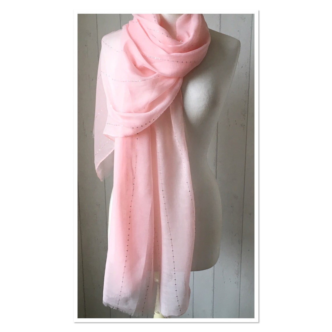 Pink Shawl / Pink Wrap Silver Sequins / Pink Weddings / Pink Etsy UK