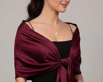 Burgundy Silk Shawl: Red Wedding Wrap, Extra Wide