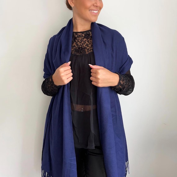 Navy Pashmina, Navy Bridesmaids, Navy Wrap, Navy Shawl, Navy Blue