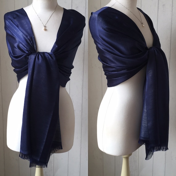 Navy blue dress with shawl cheap