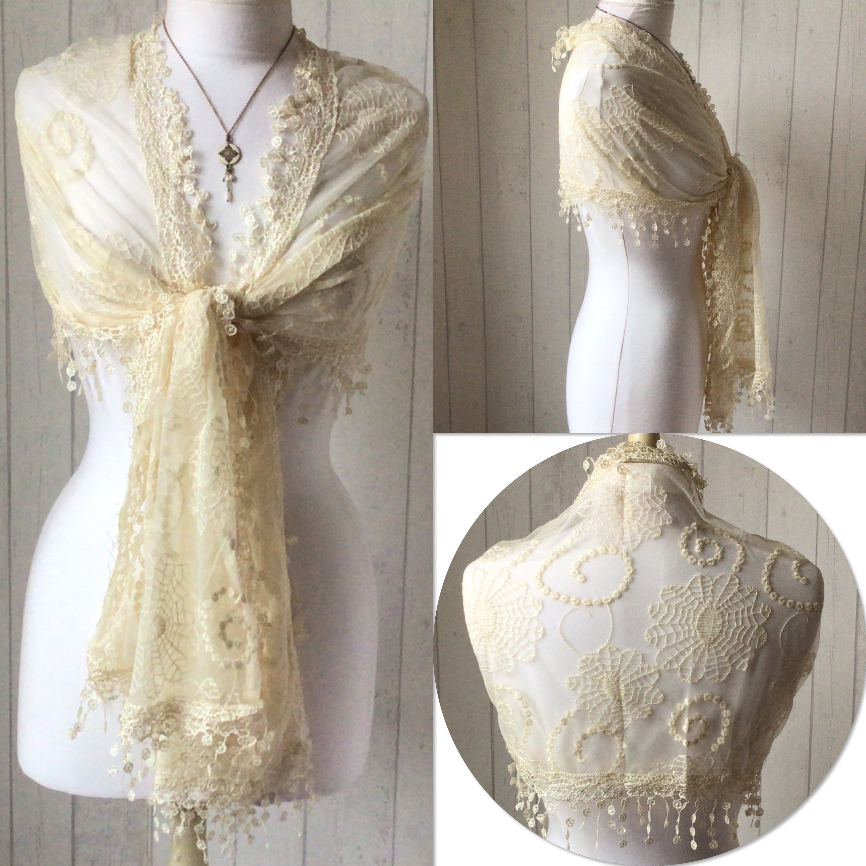 womens cream shawl