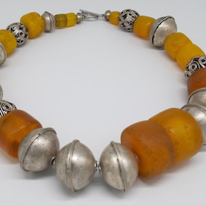 Ethiopian glass / antique beads / bicone from Morocco / unique ETHNO jewelry