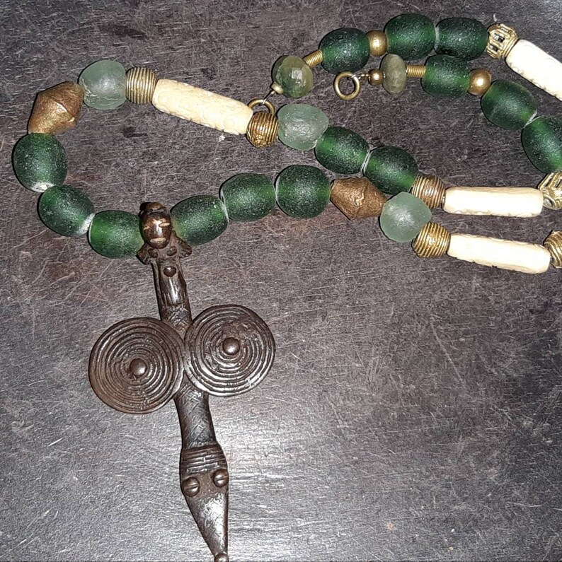 Lobi pendantBone beadsKroboAshanti BronzeBurkina FasoUnique Tribal Creation