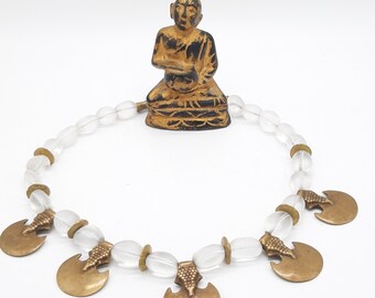 Beautiful Rock Crystal/African Bronze/Pendants from Orissa/India/Powerful Necklace/Unique ETHNO Creation