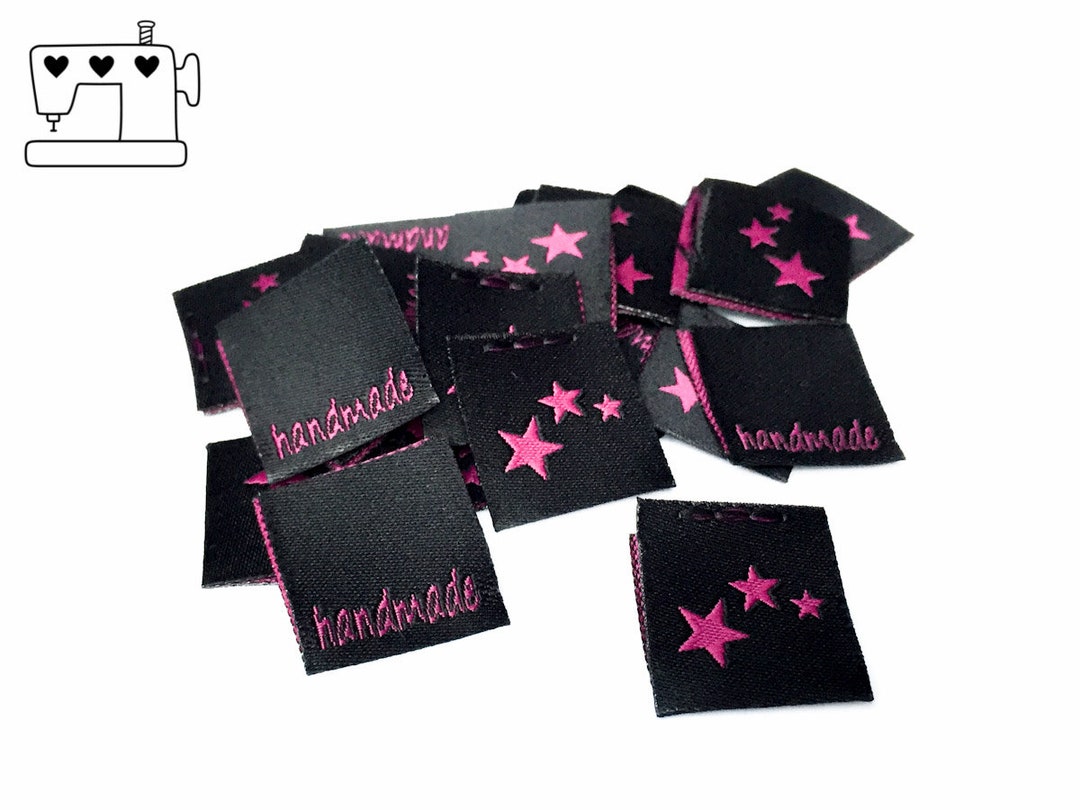 20pcs Woven Labels stars Black/pink sewing Etsy