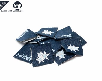 20pcs woven labels "new stars - navy" (sewing labels)