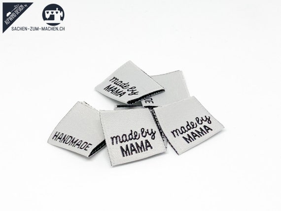 20pcs woven labels made by MAMA - light grey/black  (sewing labels)