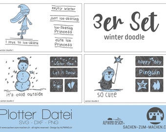 Plotter-Datei "winter doodle" (3er-Set)