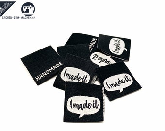 20pcs woven labels "I made it - black "  (sewing labels)