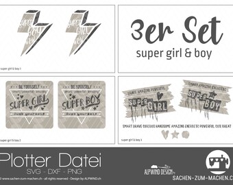 Cutting File "super girl & boy" (bundle of three)