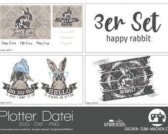 Cutting File "happy rabbit" (bundle of three)