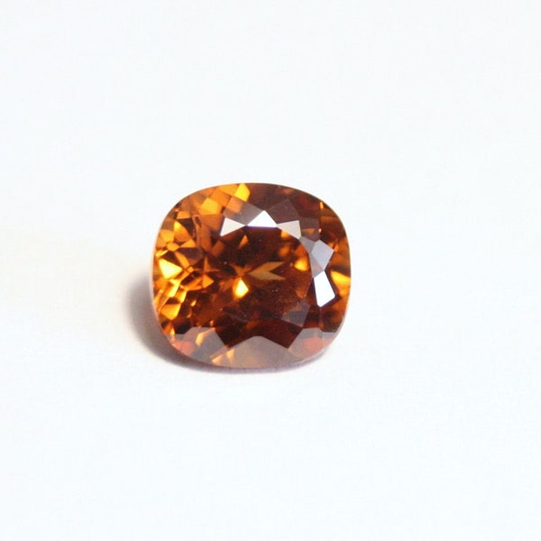 Orange Zircon 2.4ct Scintillating Custom Cushion Cut - Cambodia 7x6.5mm