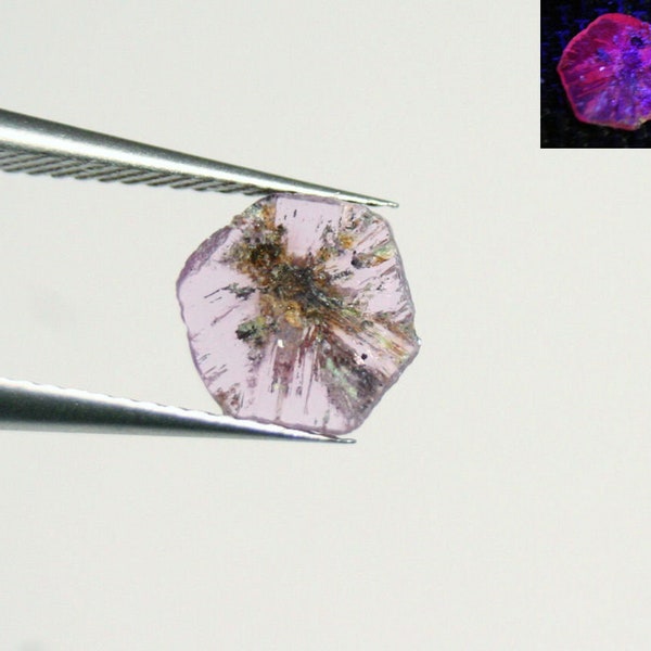 Kashmir Trapiche Sapphire 0.86ct Rare Natural Pink Sapphire Slice 8x7mm