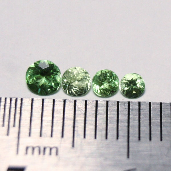 Merelani Mint Grossular Garnet 4pc lot 0.39ct Rare Faceted Fluorescent Exceptional Gem Lot