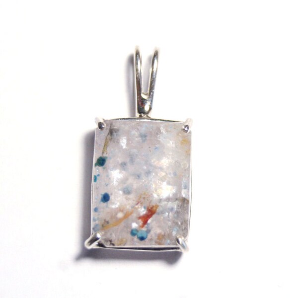 Solid Sterling Silver Pendant - 11ct Paraiba Quartz Rare Gilalite inclusions