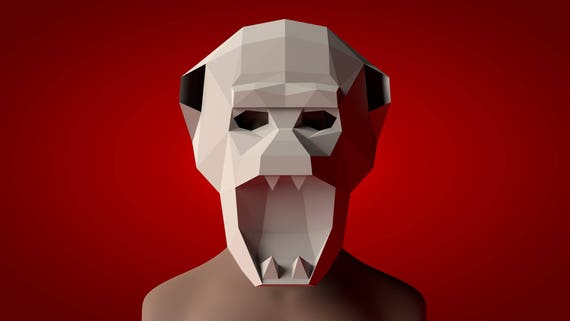 monkey papercraft 3d papercraft monkey mask diy pdf monkey etsy