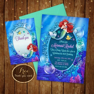 Little Mermaid Invitation - Printable Ariel  Birthday  Invitation - Disney Ariel Invite - Mermaid Ariel Birthday Party - Mermaid Invitation