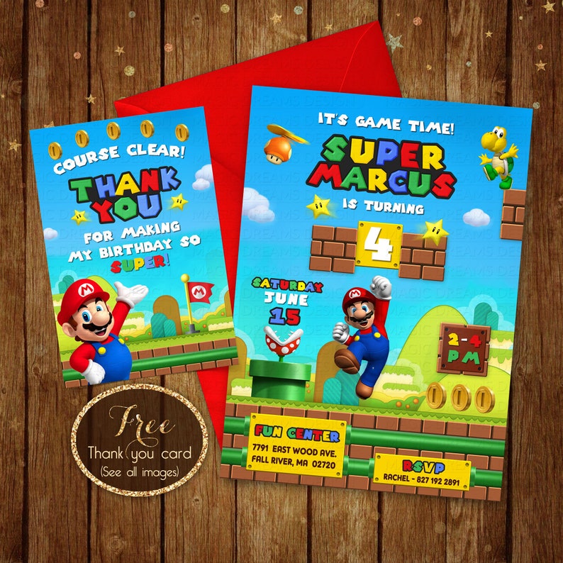 Super Mario Birthday Invitation Printable Super Mario Etsy