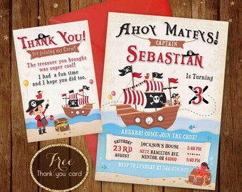 Pirate Invitation, Pirate Birthday Invitation, Printable Pirate Birthday Party Invite, Ahoy Matey, Pirate Party, Sea Captain Birthday Invite