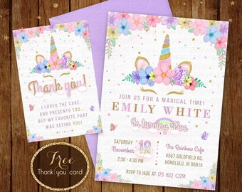 Unicorn Birthday Invitation - Unicorn Invitation - Unicorn Girl Birthday Party - Unicorn Party - Magical Invitation - Rainbow Invitation