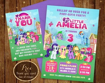 Little Pony Birthday Invitation, Printable Little Pony Invitations, Little Pony Party, Pony Invitation, Pony Birthday Invitation