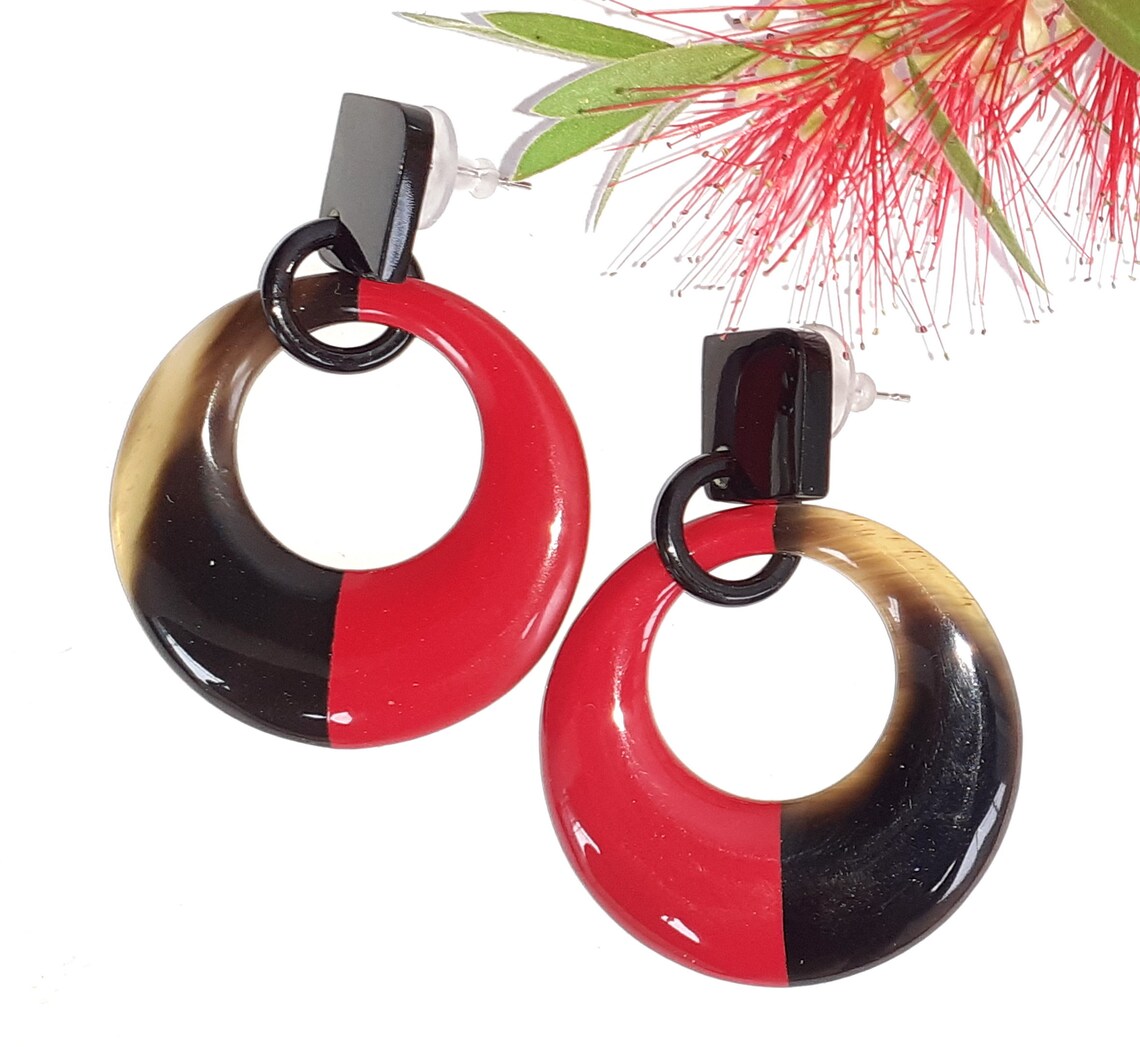 Buffalo horn lacquer earrings jewelry horn lacquer jewelry Etsy