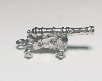 Found in San Francisco Estate 1940s Silver Cannon Charm for Charm Bracelet