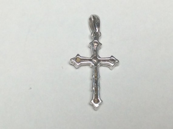 10K solid white gold and Diamond Christian Cross … - image 3