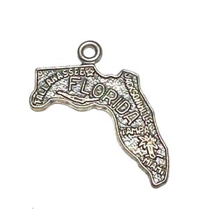 Carte de l'État de Floride, carte de l'État de la Floride, charm vintage #7279 en argent sterling