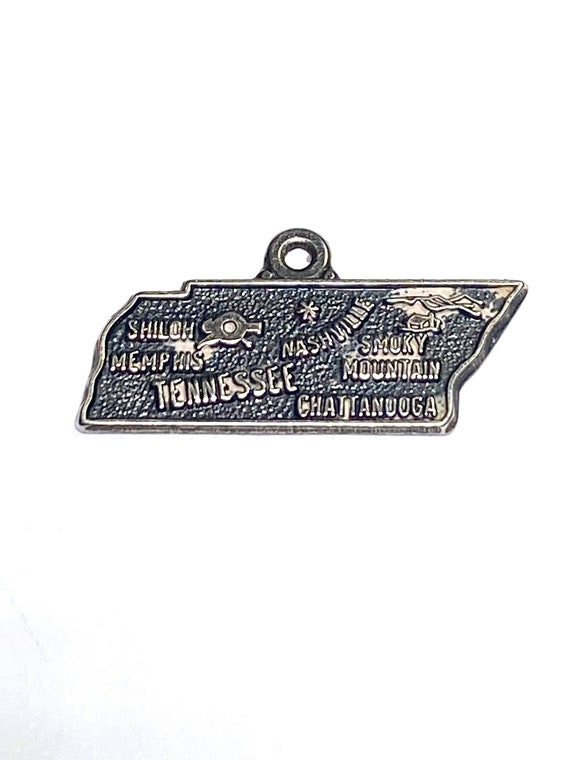 Tennessee State Charm Antiqued Sterling Silver Tennessee State Charm Antiqued Sterling Silver