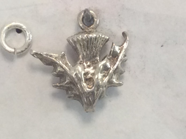 Sterling silver Scotish Thistle Symbol charm vintage # 74