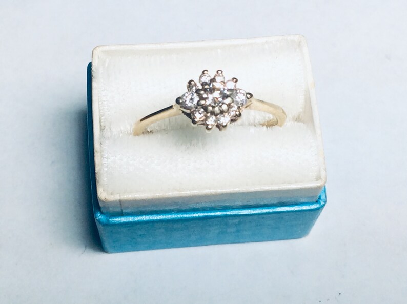 14K yellow gold and diamond statement ring size 6 34 #G112