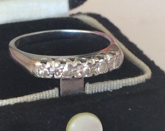 14k five diamond ladies size 5 1/2 white gold ring # 321