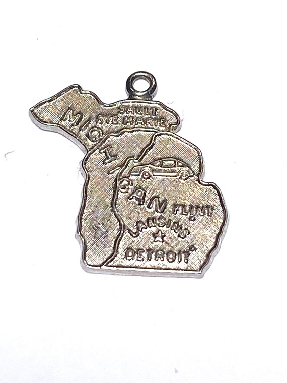 Michigan State Charm Antiqued Sterling Silver Michigan State Charm Antiqued Sterling Silver