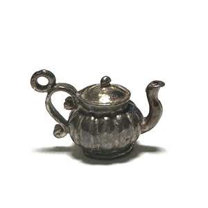 Sterling silver Small English Tea Pot vintage charm # 708 S