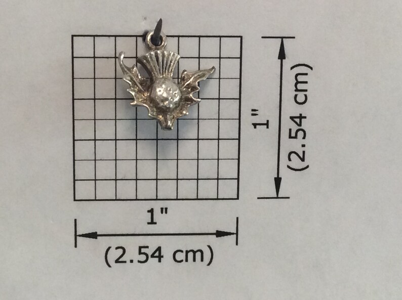Sterling silver Scotish Thistle Symbol charm vintage # 74