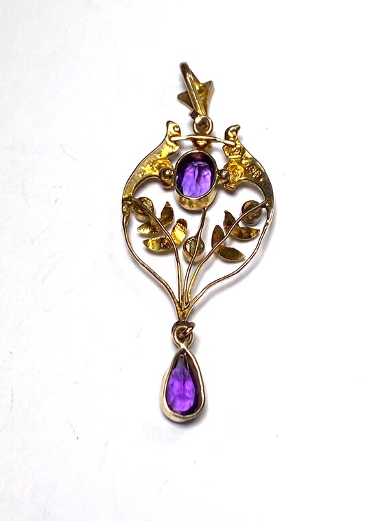 9 K yellow gold Victorian Lavaliere Pendant with … - image 4