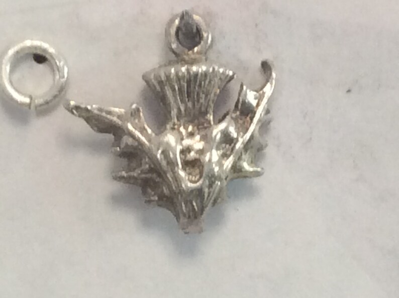 Sterling silver Scotish Thistle Symbol charm vintage # 74