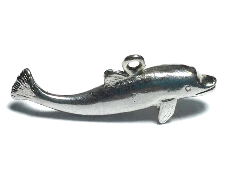 Dophin mammal sterling silver charm vintage # 464