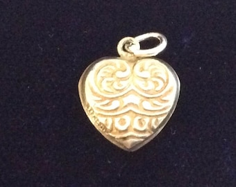 Sterling silver puffy heart charm vintage #1031