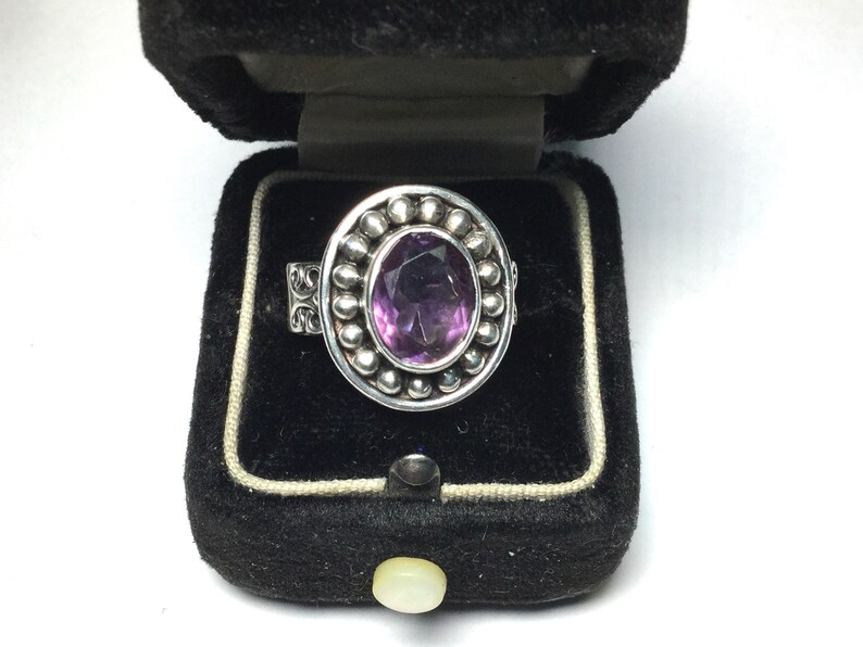 Sterling silver and Amethyst gemstone ring size 6 12 # 1107