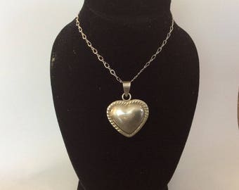 Sterling silver Puffy heart pendant and necklace #152