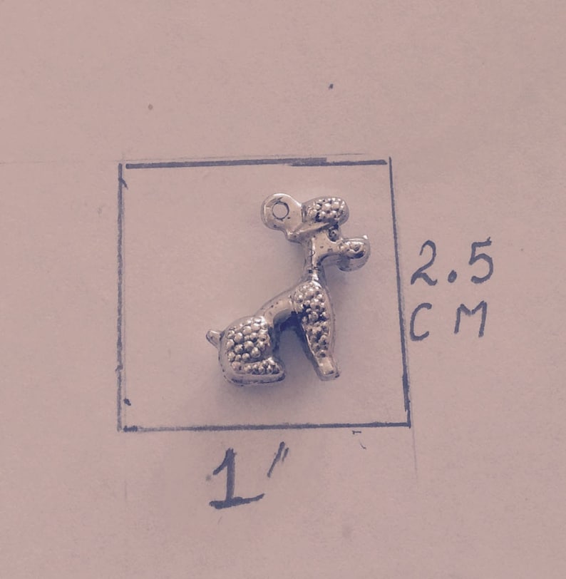 Sterling silver poodle pet dogcharm vintage # 1132