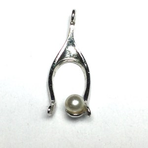 Wish bone lucky sterling silver charm vintage # 546