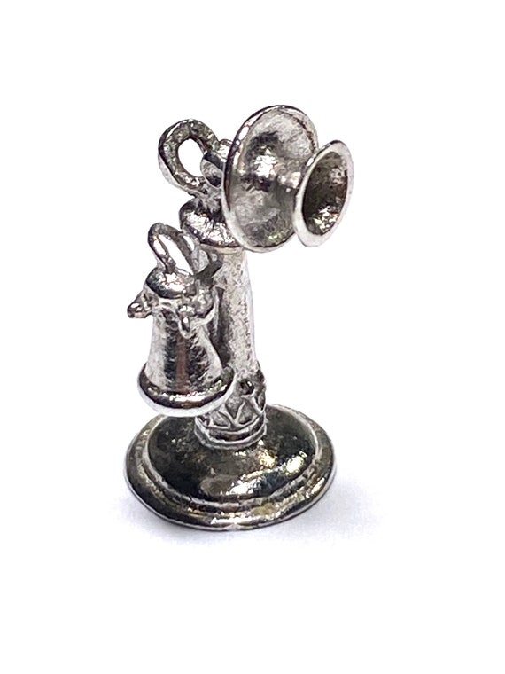 Sterling silver daffodil telephone phone charm vi… - image 1