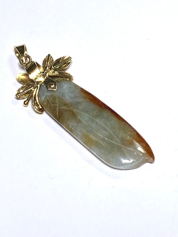 14K solid yellow gold turquoise Art Nouveau penda… - image 2