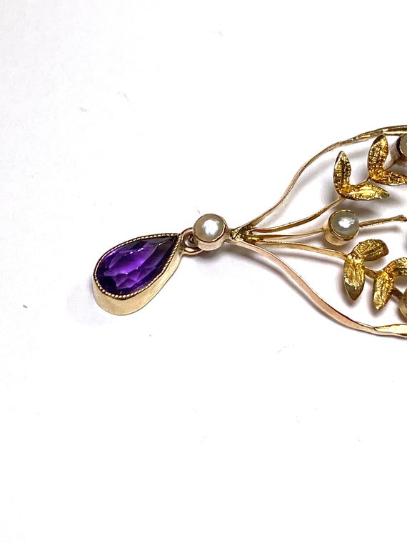 9 K yellow gold Victorian Lavaliere Pendant with … - image 3