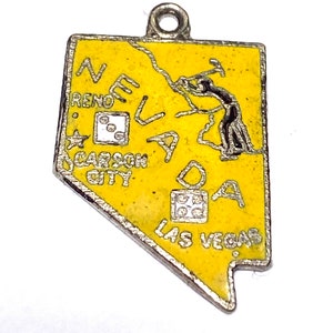 Breloque vintage en argent sterling avec carte de l'État du Nevada n° 2275