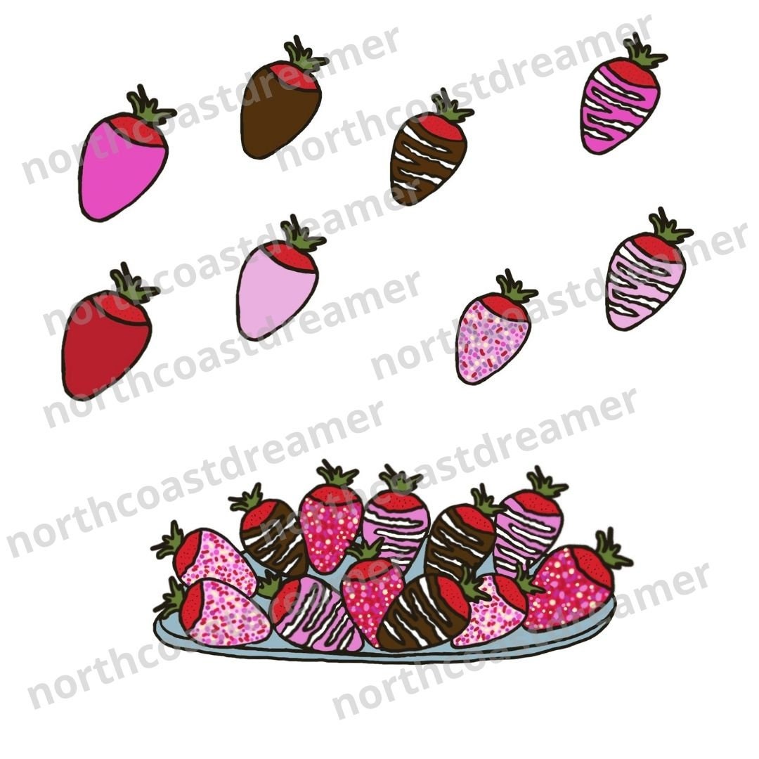 Chocolate Covered Strawberries SVG JPG PNG Bundle 9 Images - Etsy